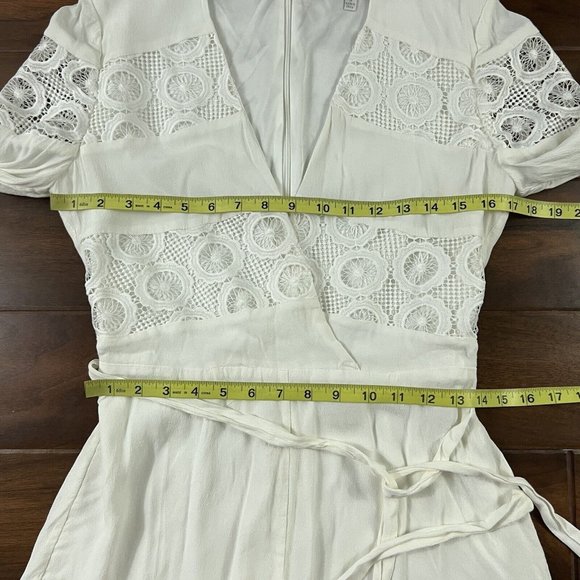 Lovers + Friends Women's Size Small White Crochet Jesse Romper Long Sleeve - Picture 6 of 9